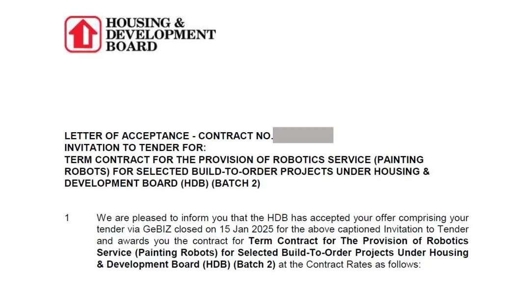 蔚建噴涂機(jī)器人中標(biāo)新加坡建屋發(fā)展局（HDB）首個建筑機(jī)器人集采項目